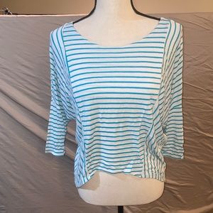 Aqua Brand Women’s Teal and Heathered White Striped Soft Shirt Size Medium